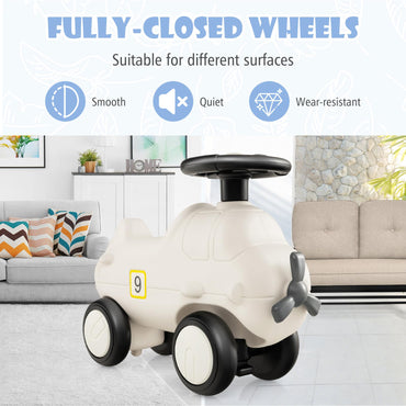 Kids Plane Ride On Toy Car with Cute Propeller and Flexible Steering Wheel