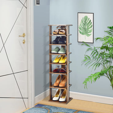 Wooden Vertical Shoe Rack with 7 Shelves