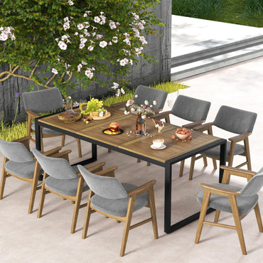 8-Person Outdoor Acacia Wood Dining Table Rectangular Patio Table