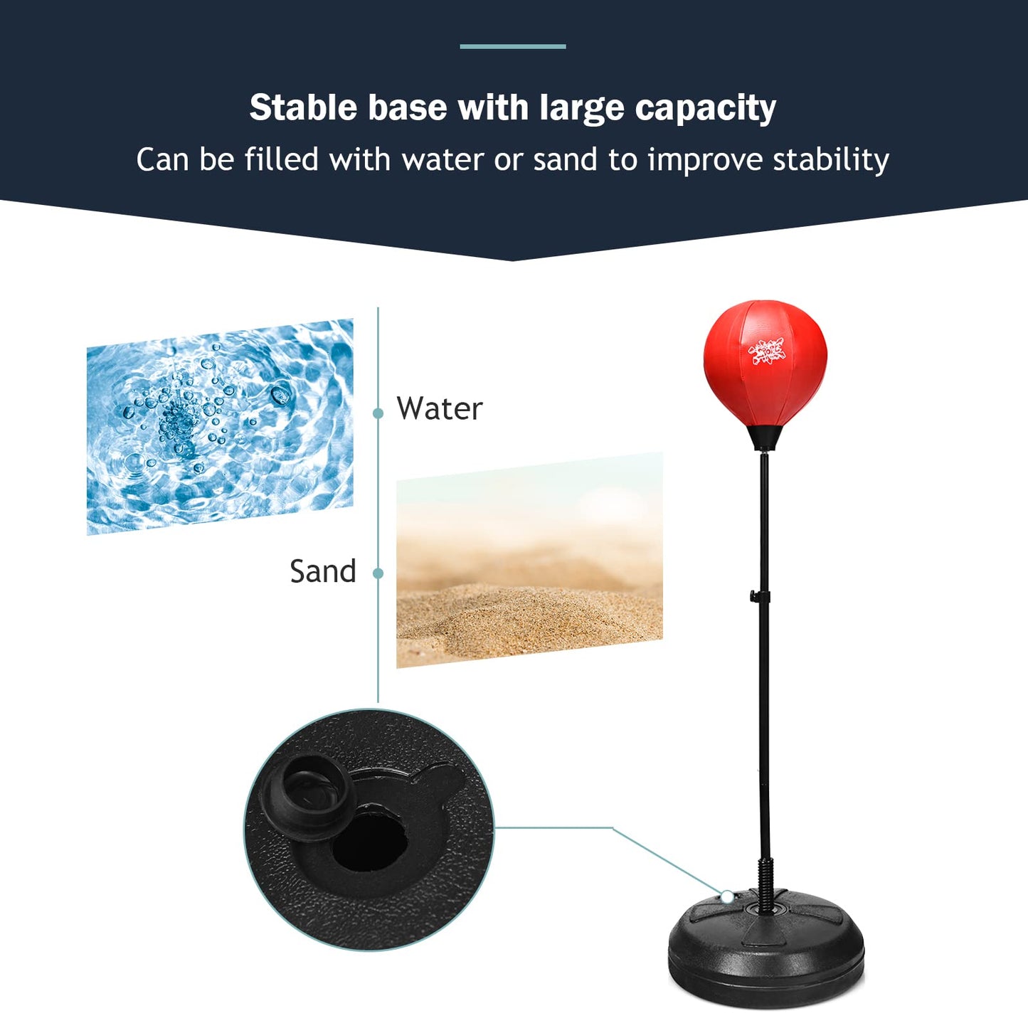 122cm Height Adjustable Punching Ball Stand Box with Stand and Gloves