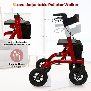 Height Adjustable Rolling Walker with Seat