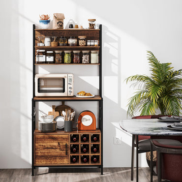 Bakers Rack with Power Outlet and Heavy Duty Metal Frame