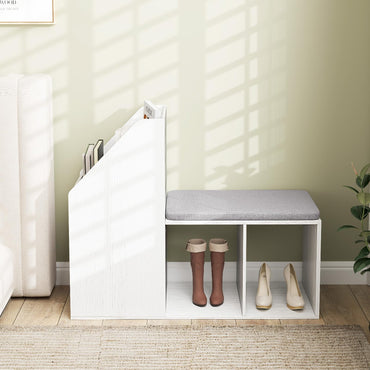 Shoe Storage Bench with 3 Tier Rack and Side Compartments