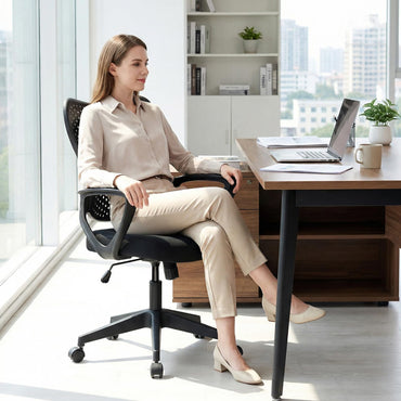 Ergonomic Office Chair, Computer Desk Chair with Armrests, Padded Cushion and Butterfly Backrest