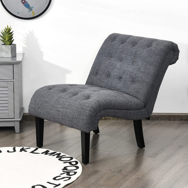 Modern Upholstered Accent Chair with Button Tufted Linen Fabric