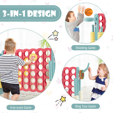 Upgraded 4 to Score Game Set with Basketball Hoop and Toss Ring for Kids and Adults