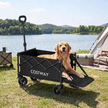 63-92L Folding Trolley Cart, 150kg Load, Adjustable Handle