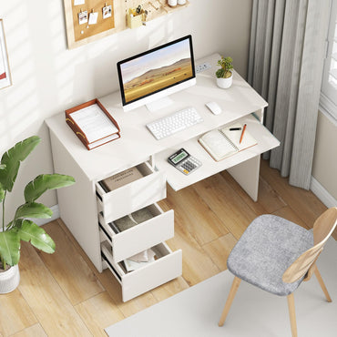 Computer Desk with 3 Large Drawers and Power Outlet