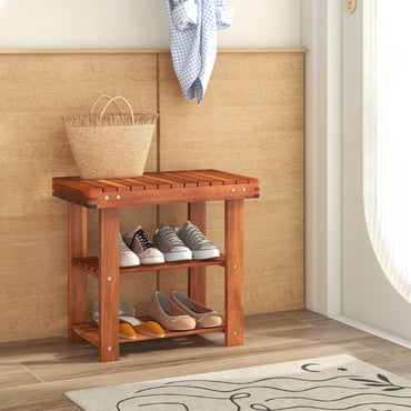 50 x 28 x 45cm 3-Tier Acacia Wood Shoe Rack Bench