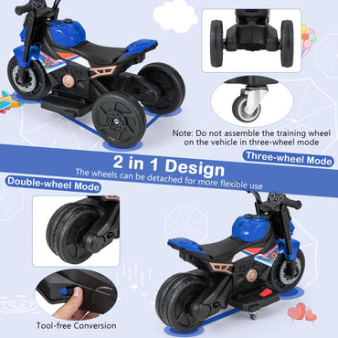 3 Wheel Toddler Ride on Motorcycle with Detachable Training Wheels