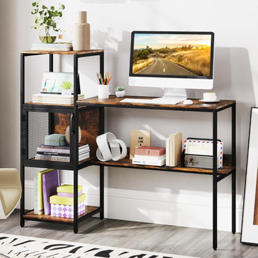 Computer Desk, 2-in-1 Workstation PC Laptop Table with Storage Bookshelf