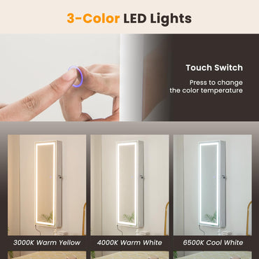 Door Hanging/Wall Mounted Jewelry Armoire with Full Length Mirror and Large Storage