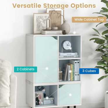 Stackable Bookcase with Adjustable Shelf and Cubes for Living Room Bedroom