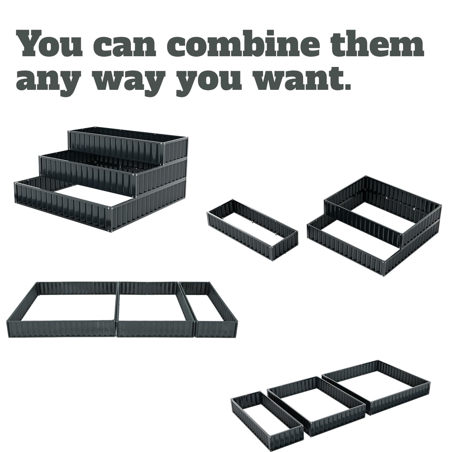 3-Tier Raised Garden Bed with Open ended Base for Vegetable Fruit Flower Herb