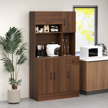 167cm Tall Pantry Cabinet with Hutch and Power Outlets