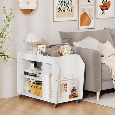 3 Tier Side End Table Rolling Nightstand with Universal Wheels