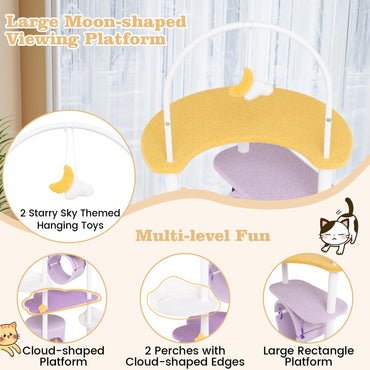 Multi-level Cute Cat Tree 158CM Large Cat Tower with Metal Frame