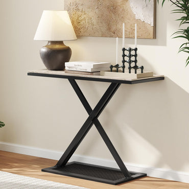 Faux Marble Top Metal Frame Entryway Console Table