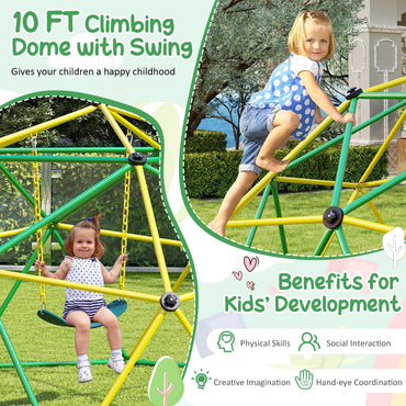 10FT Toddler Climbing Frame Monkey Bar Jungle Gym with Swing