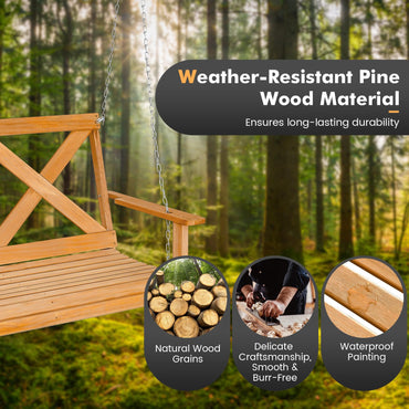 2 Seater Solid Wood Garden Swing Chair