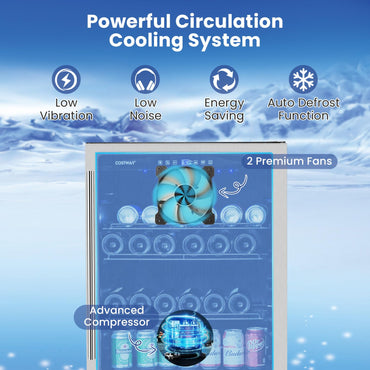 140L 190 Cans Freestanding Wine Cooler with Reversible Door