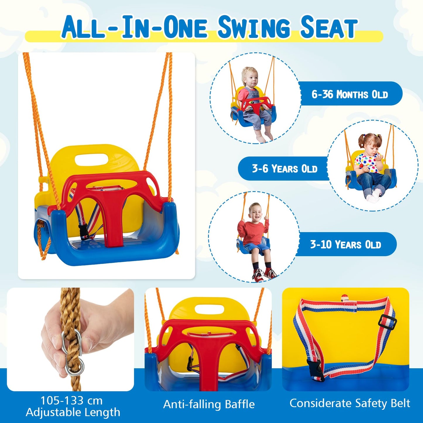Heavy Duty Extra Large Metal Swing Frame with Platform Swing