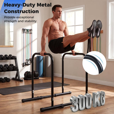 Dip Bar Station, Adjustable Pull Up Bars, 300KG Capacity