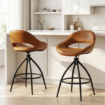 Swivel Bar Stools Set of 2 Counter Height Barstools with Backrest and Footrest