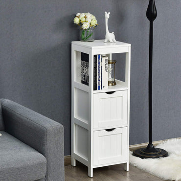 Bathroom Storage Cabinet with 2 Removable Drawers and Open Shelf