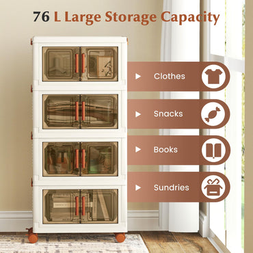 3 or 4 Tier Stackable Storage Bins with Lid & Lockable Wheels