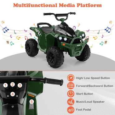12V Kids Ride On ATV with 2 Speeds and LED Lights