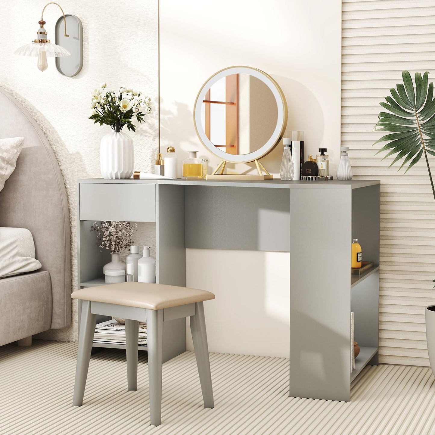 L-Shaped Computer Desk with Storage and Open Shelves for Living Room Bedroom