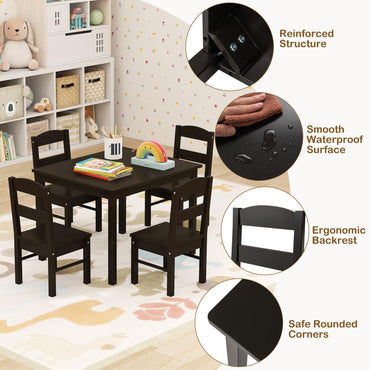 5pcs Activity Wooden Children Desk Chair Set for Preschool Girls Boys