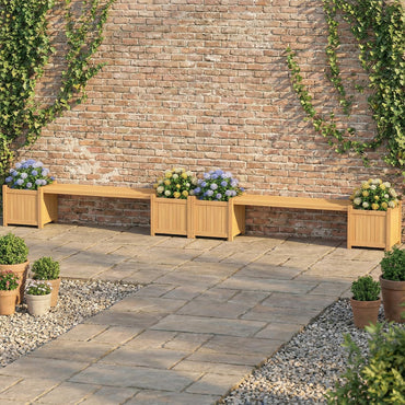 3-in-1 Wooden Planter with Bench, Raised Garden Bed with Seat and Open-ended Bottom