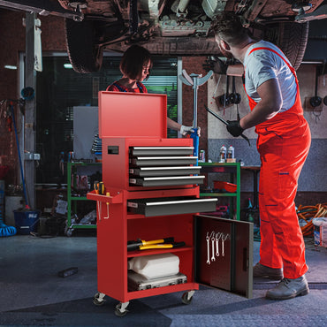 2 in 1 Lockable Metal Tool Chest with Removable Top Cabinet (with Adjustable Shelf)