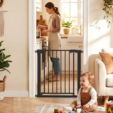 Safety Gate, 75-82cm Pressure Fit Baby Gates with Double-lock Door