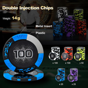 300 Pieces Texas Holdem Poker Set with Claytec Chips
