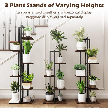 Set of 3 Plant Stand Set for Home Garden Patio Balcony
