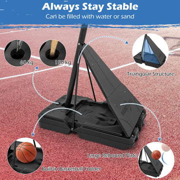 Basketball Hoop System with 44 Inch Shatterproof Backboard and Basketball Rebounder