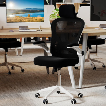 Ergonomic Mesh Office Chair with Breathable Backrest and Flip-up Armrests