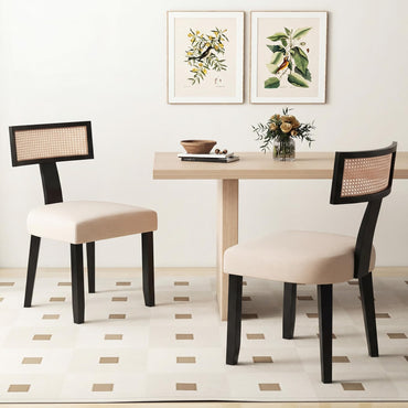 Dining Chair Set of 2, Linen Fabric Upholstered Kitchen Chairs