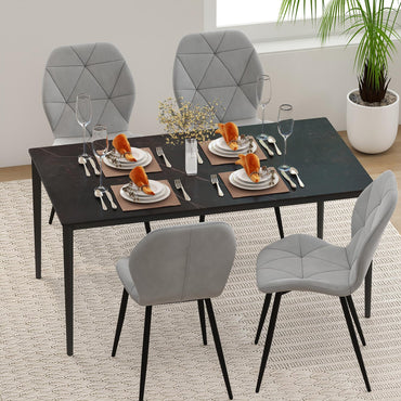 Upholstered Dining Chair Set of 4 with Ergonomic Backrest and Curved Seat