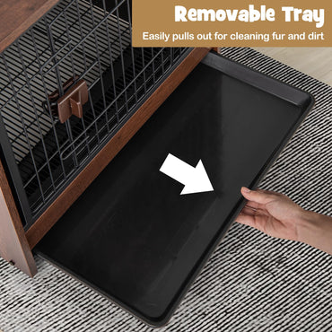 Indoor Dog Crate Furniture with Removable Tray and Lockable Door