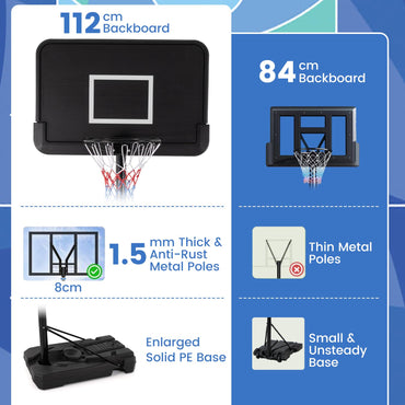 Professional Basketball Goal System with 44 Inch Shatterproof Backboard and Wheels