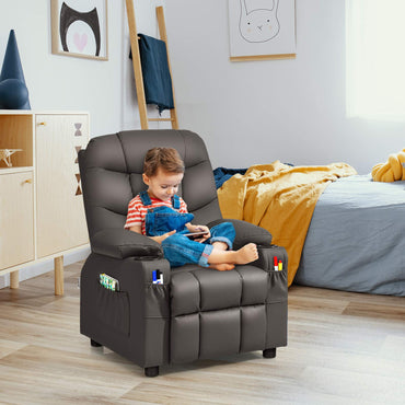 PU Leather Upholstered Children Armchair Sofa with Footrest