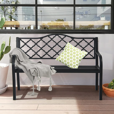 128 x 60 x 87 cm Outdoor Metal Frame Loveseat Park Bench