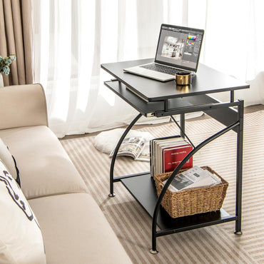 Computer Desk, 70cm PC Laptop Table with Pull-out Keyboard Tray