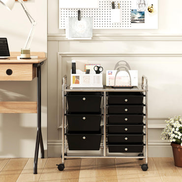 Metal Frame Utility Storage Organizer Cart with 4 Wheels