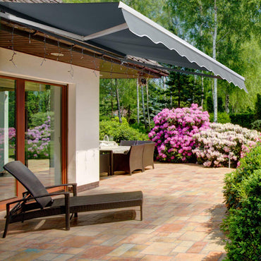 Aluminum Patio Sun Shade with Crank Handle and Water-Resistant Polyester