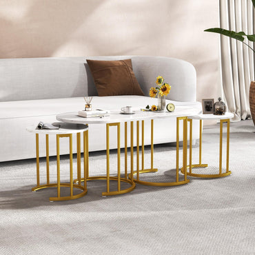 3-Piece Nesting Coffee Table Set 110cm Coffee Table with 2 Side Tables